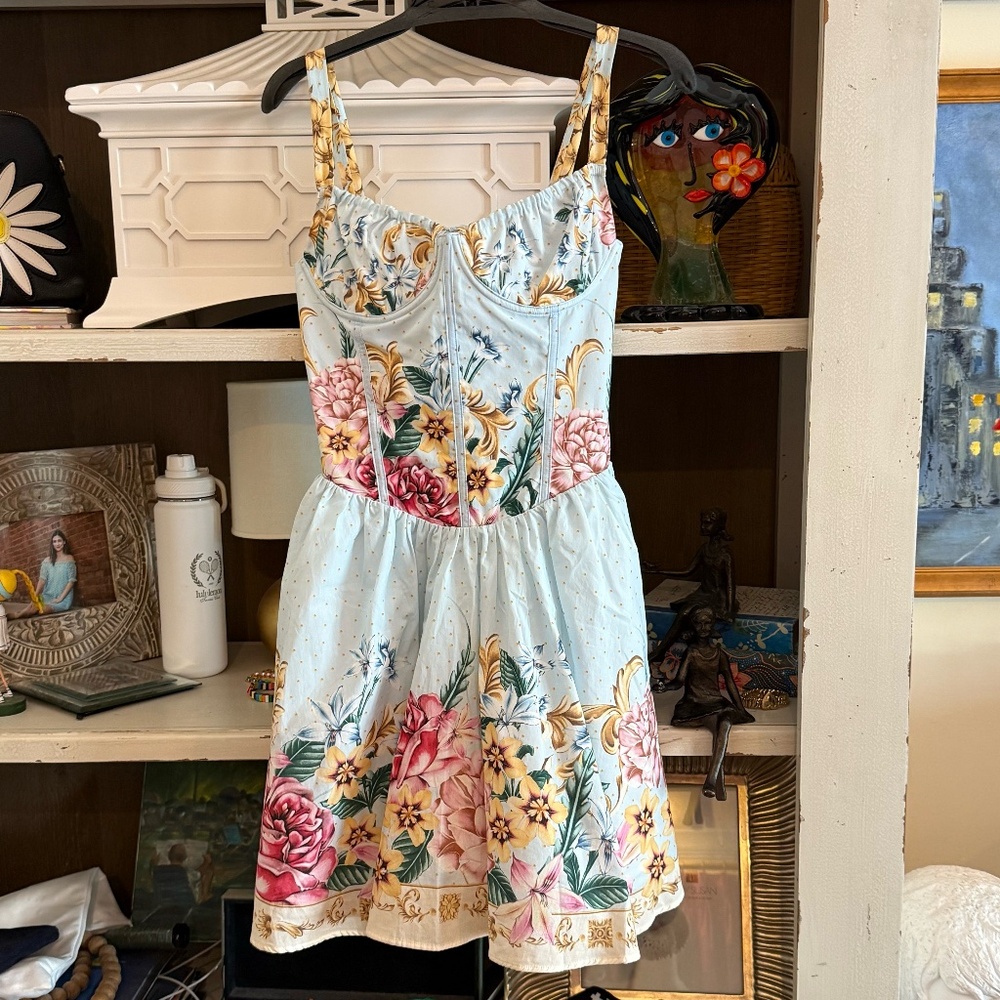 Agua Bendita Riveria Radiance Spring Blush Floral Cotton Minidress Large L dress - Picture 6 of 8